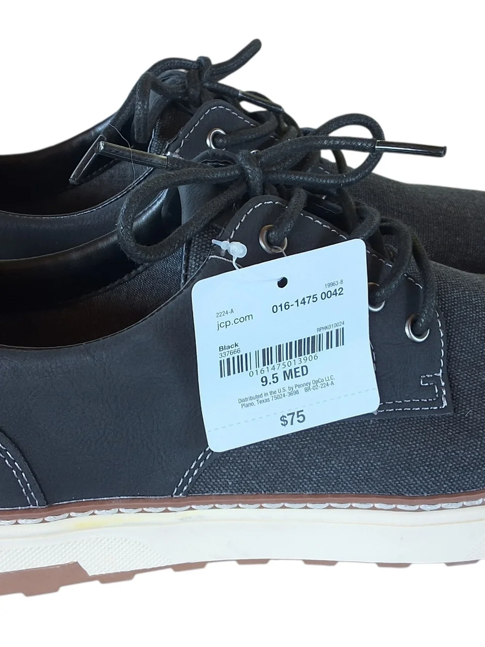 St. John's Bay Men's Black Canvas Boat Shoes Sz 9.5 NWT